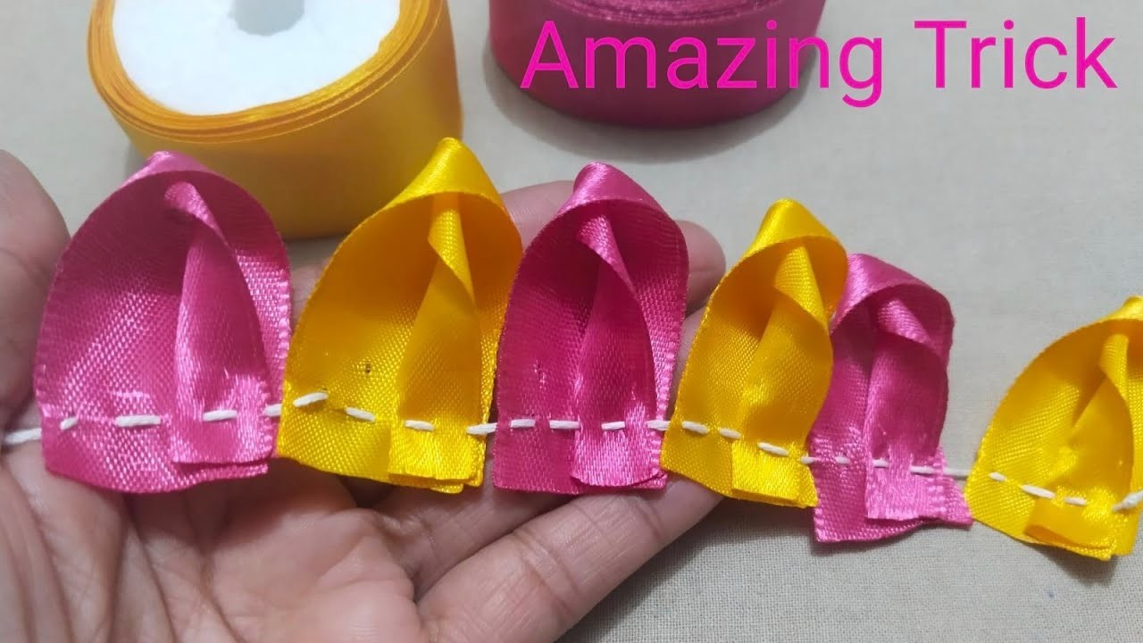 Amazing Flower Making Trick With Ribbon|Fabric Flower |Cloth Flower Making|kapde Ka Phool|Diy Flower