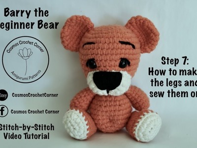 Barry the Beginner Bear - Making the Legs by Cosmos Crochet Corner