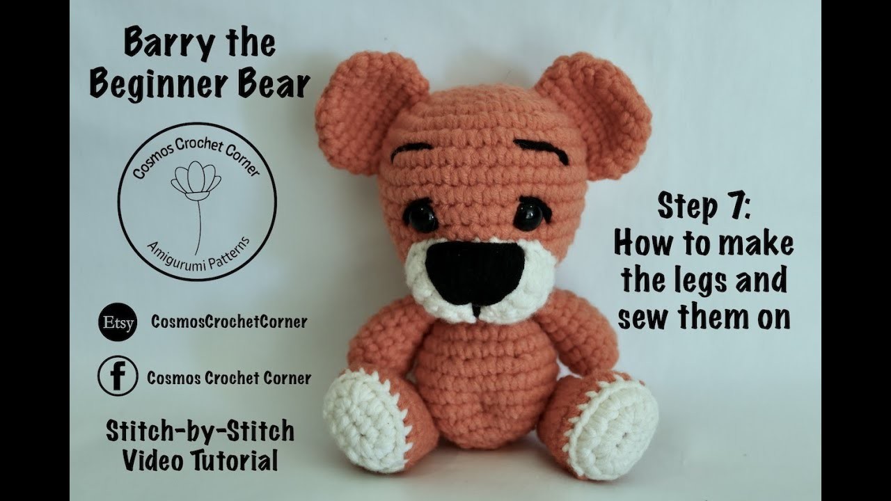 Barry the Beginner Bear - Making the Legs by Cosmos Crochet Corner