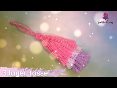 Cara Membuat Tassel [Subtitle] DIY super easy 3 Layer Tassel Keychain