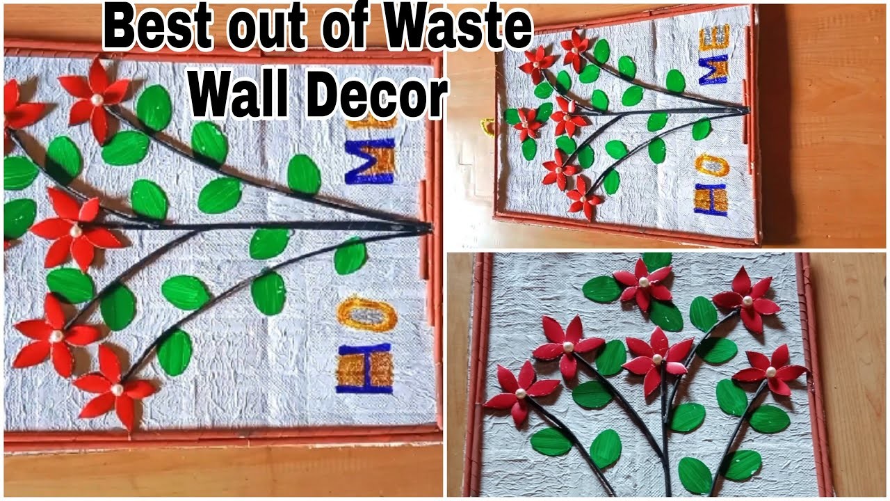 Cardboard Wall Decor _Wall Tree with Waste Sunglass_Cover !! Best_Out_Of_Waste_Tissue Paper_Craft !!