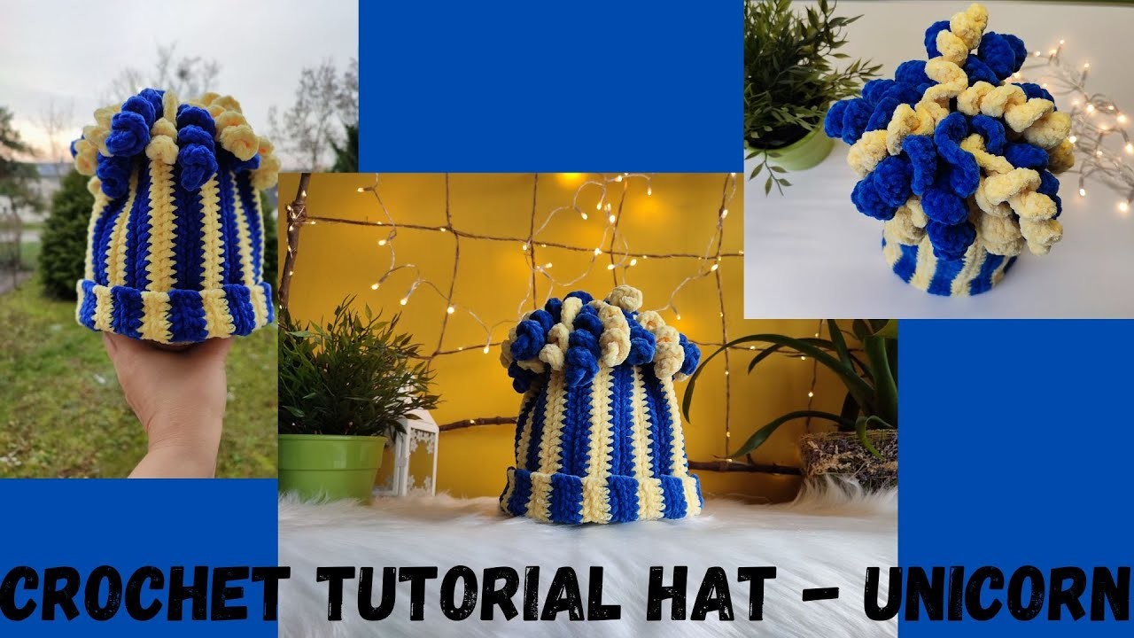 Crochet tutorial hat - unicorn????  Hat easy step by step all sizes. easy crochet unicorn hat