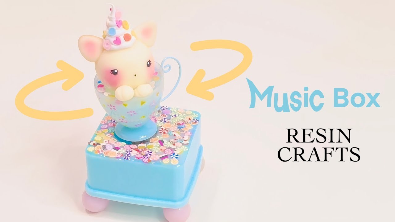 Cute Cat on a Teacup -Music Box - Resin Crafts- Air dry clay-DIY- Teexpert