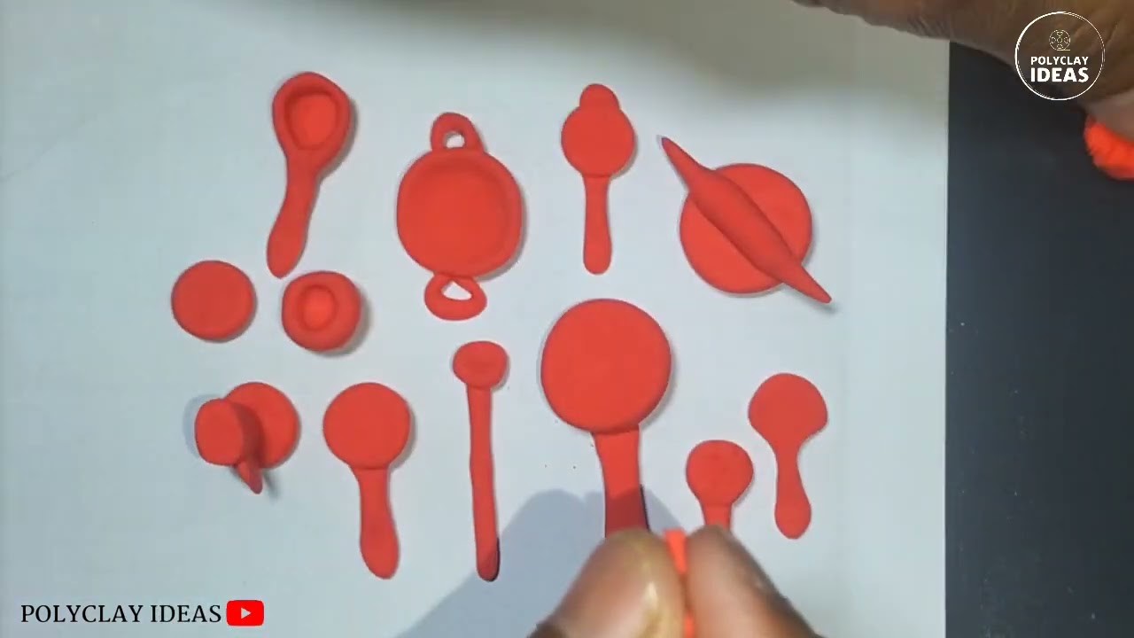 DIY How to Make One Colour Miniature Kitchen Set From Polymer Clay | DIY Red Kitchen Set