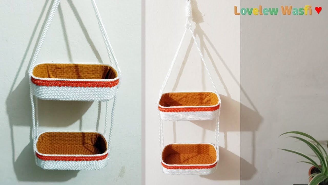 DIY rope handcraft.wall Hanging rak. best out of waste.DIY rope handicraft craft idea