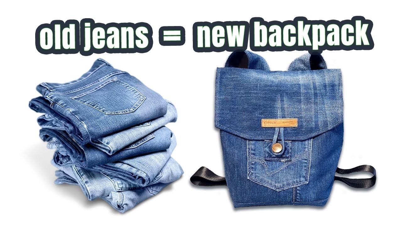 Don't throw away your old favorite jeans! Sew a Denim Backpack || Upcycle Craft || DIY Backpack