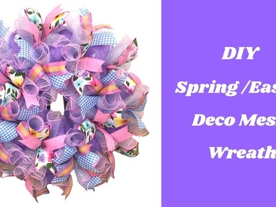Easter Spring Pastel Deco Mesh Wreath | Kay's Creative Home | How to