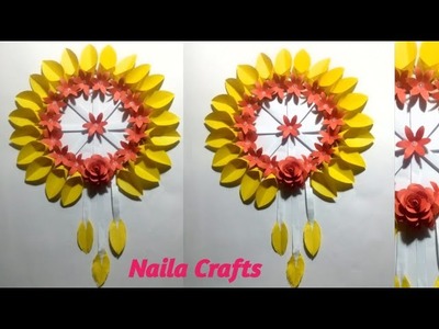 Easy wall hanging flower _ paper wallmate _ paper craft _ home decoration @nailacrafts