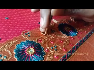 Embroidery aari work blouse design.aari work design.explain in tamil