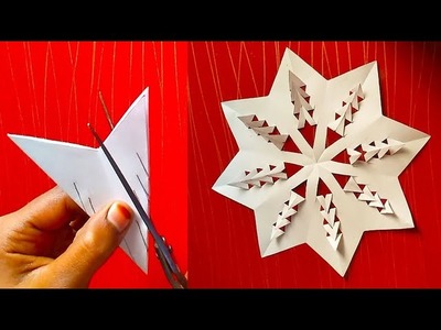 Flower cutting snowflake ❄️✳️ design|snowflake flower ????????✳️ wall hanging|paper snowflake flower ✳️❄️????