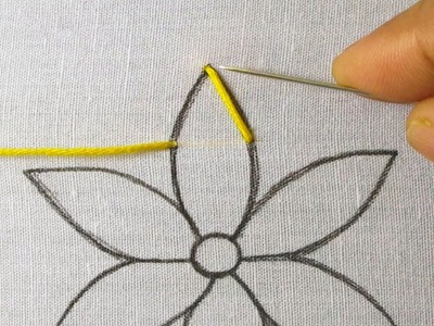 Hand embroidery amazing flower design fishbone stitch simple flower embroidery easy sewing tutorial