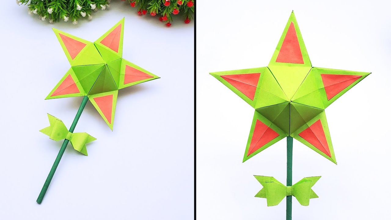 How To Fold Easy Paper Magic Wand | Easy To Make Star Shape Wand | Nursery Craft Ideas