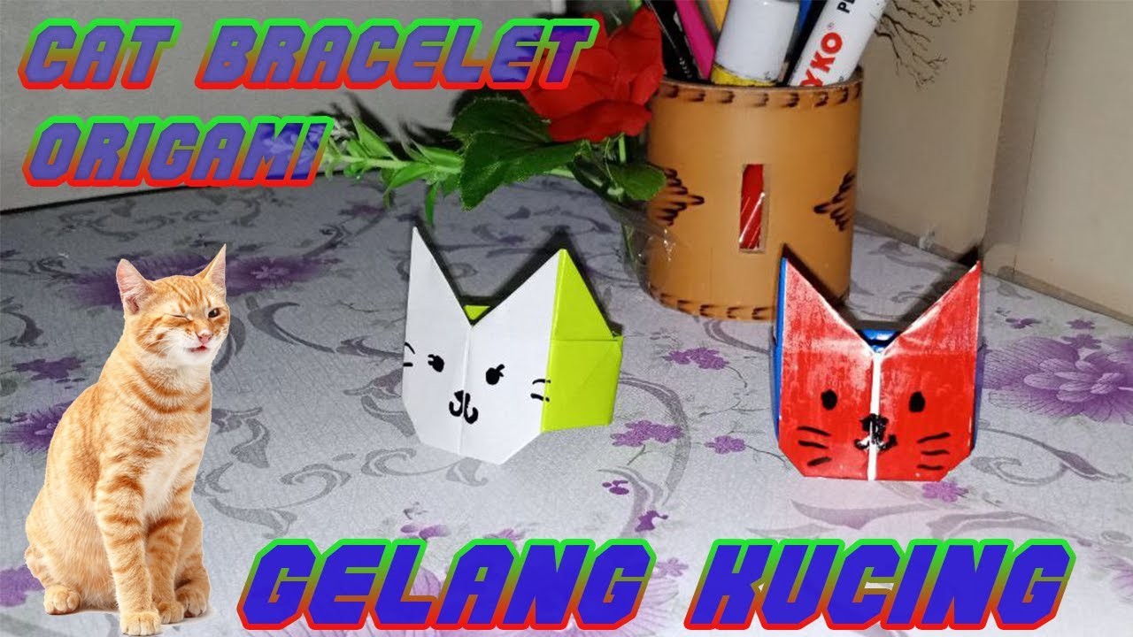 How to make a cat bracelet |  gelang kucing origami | perhiasan kucing | gelang kreatif | mainan