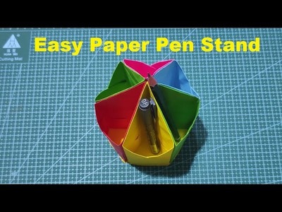 How To Make Pen Stand - Easy Origami Pen Holder - Paper Pencil Holder -Easy DIY Pen Stand With Paper
