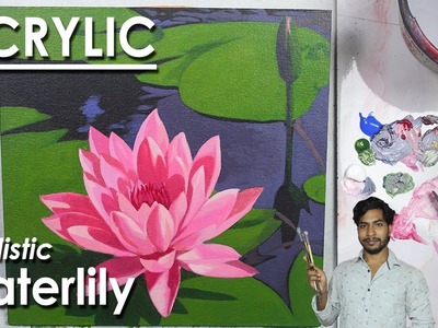 How to Paint A Realistic Waterlily Composition in Acrylic | step by step Painting | Supriyo