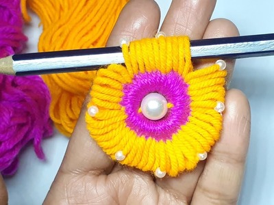 I Made It Easily  With Pencil And Yarn???? It Was so cute & Amazing wooden flower