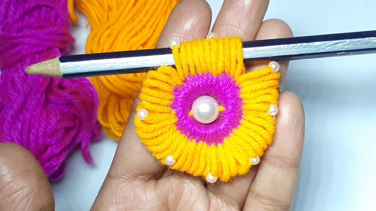 I Made It Easily  With Pencil And Yarn???? It Was so cute & Amazing wooden flower