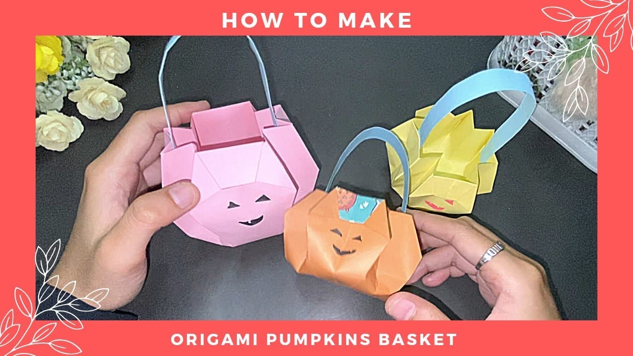 Origami  Halloween Pumpkin Basket  - How to make a Origami Halloween Pumpkin Basket