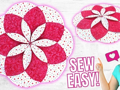 Sew a Fabric Flower Table Topper. Fold n Stitch Technique