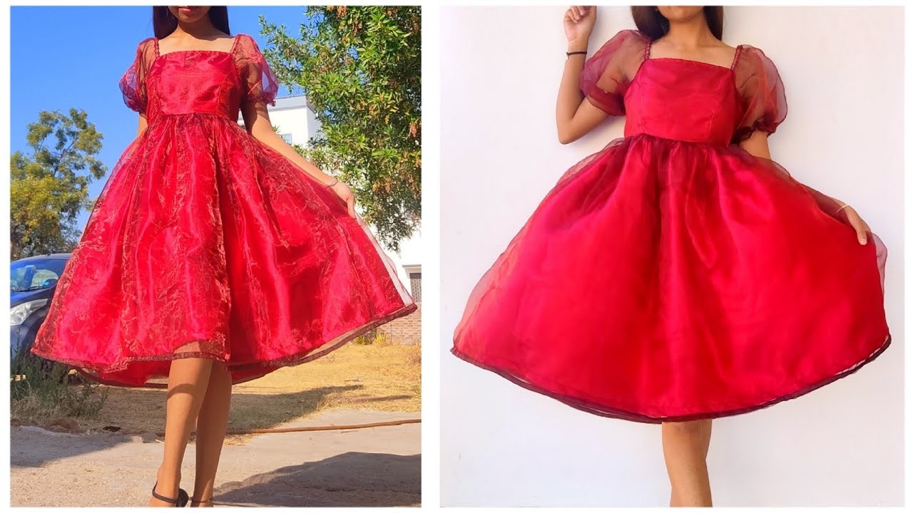 Trendy Organza Frock Cutting And Stitching Full Tutorial In Hindi || Latest Party Wear Tissue Frok.