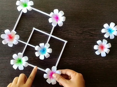 3 Quick and Easy Paper Wall Hanging Ideas | Paper Flower Wall & Cardboard Reuse | White Paper Craft