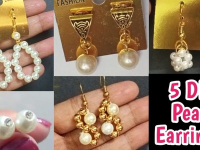 5 Diy pearl earrings making at home | How to make earrings | Jewelry making