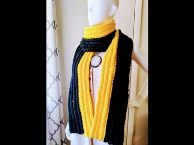 Black & Yellow Game Day Scarf Crochet Tutorial