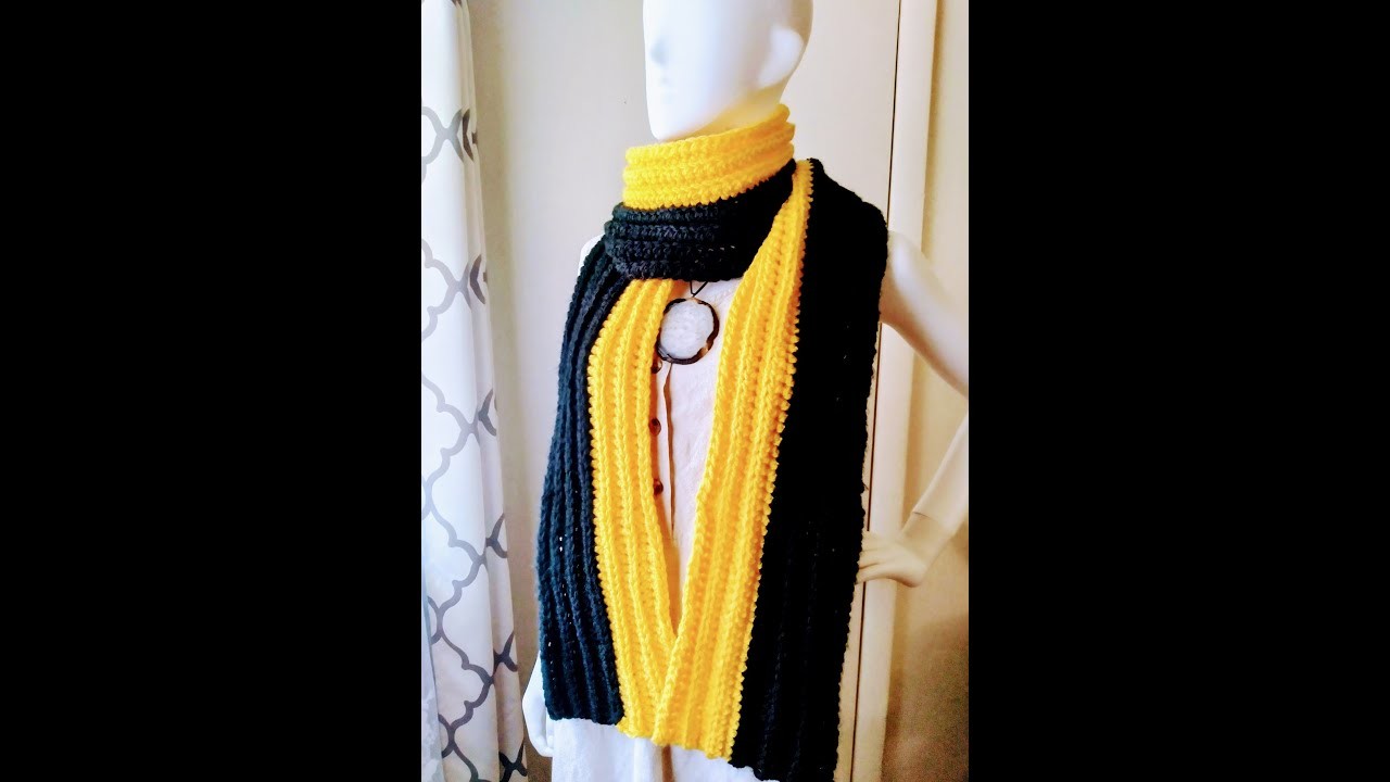 Black & Yellow Game Day Scarf Crochet Tutorial