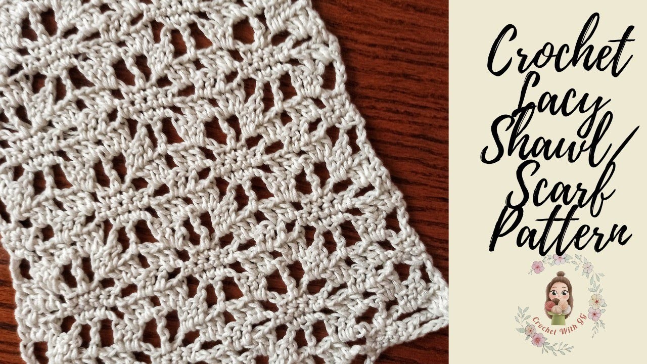 Crochet Lacy Shawl.Scarf Pattern