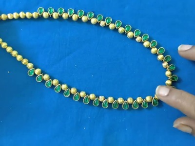 Crystal necklace and gold beads necklace making.hand made necklace