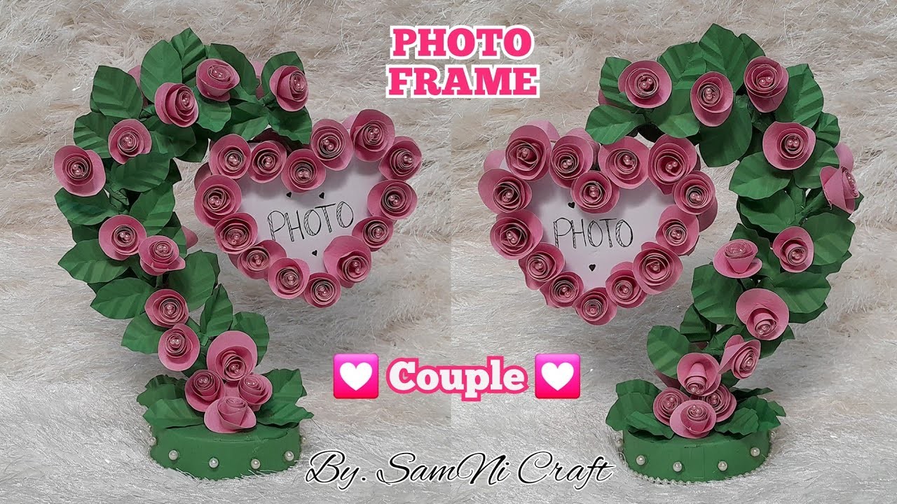DIY Love Couple | Paper Heart Photo Frame Making Idea | Gift Valentine's Day