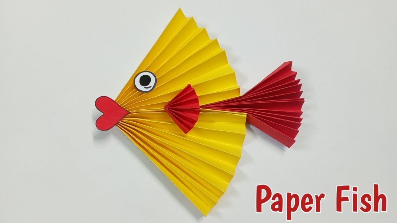 Diy Moving Paper Fish, Fish For Kids, Kids Paper Craft Ideas, Paper Fish Making Easy