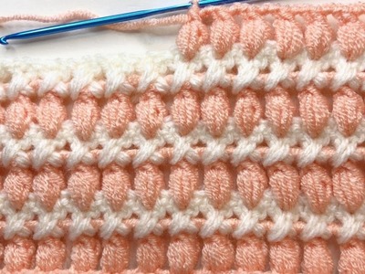 Easy Crochet Pattern That Uses Puff Stitch and Double Crochet Cross Stitch | Blanket | Throw