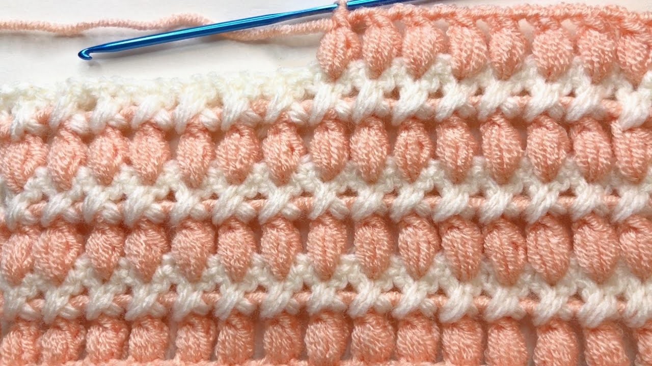 Easy Crochet Pattern That Uses Puff Stitch and Double Crochet Cross Stitch | Blanket | Throw