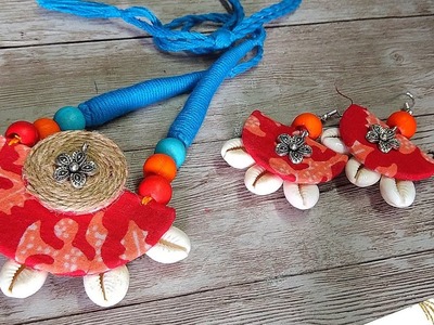 Fabric necklace with kauri Create your own idea handmade diy