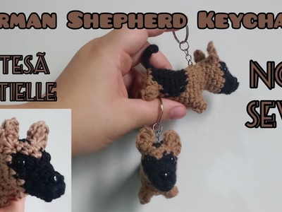 German Shepherd Amigurumi Dog Keychain No Sew