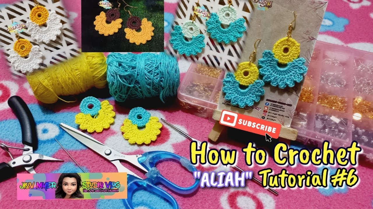 How to crochet tutorial #6 |Fan  "aliah" earrings@jiuvmyerstudiovlog #youtube #trending #viral #diy