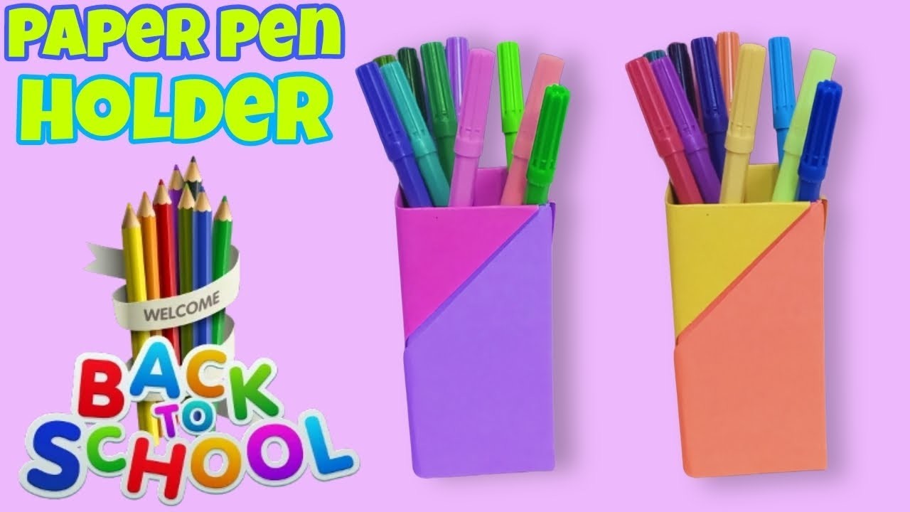 How to make a paper pen holder.origami pen holder.easy origami