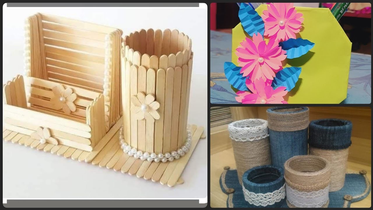 How to make a Pen Holder Making At Home.Plastic Bottle and Ice cream stick