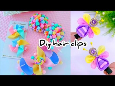 How to make korean Hair clips at home. Ribbon Hair clips making.Diy pearlclip #hairaccessories#bts