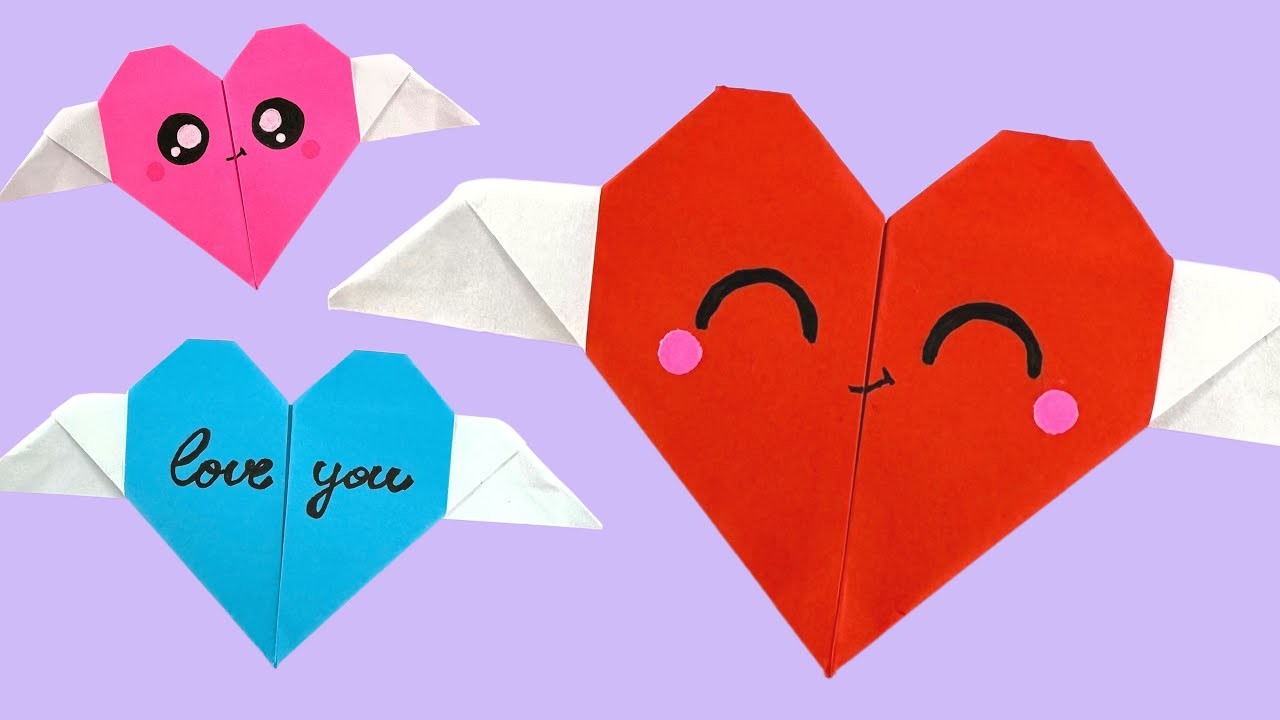 How to make winged heart origami, winged paper heart