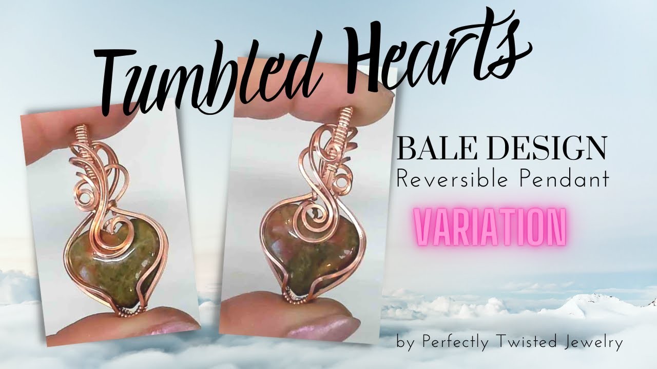 Make it swirl! Variation Tumbled Heart wire wrapped Pendant  bale design 2