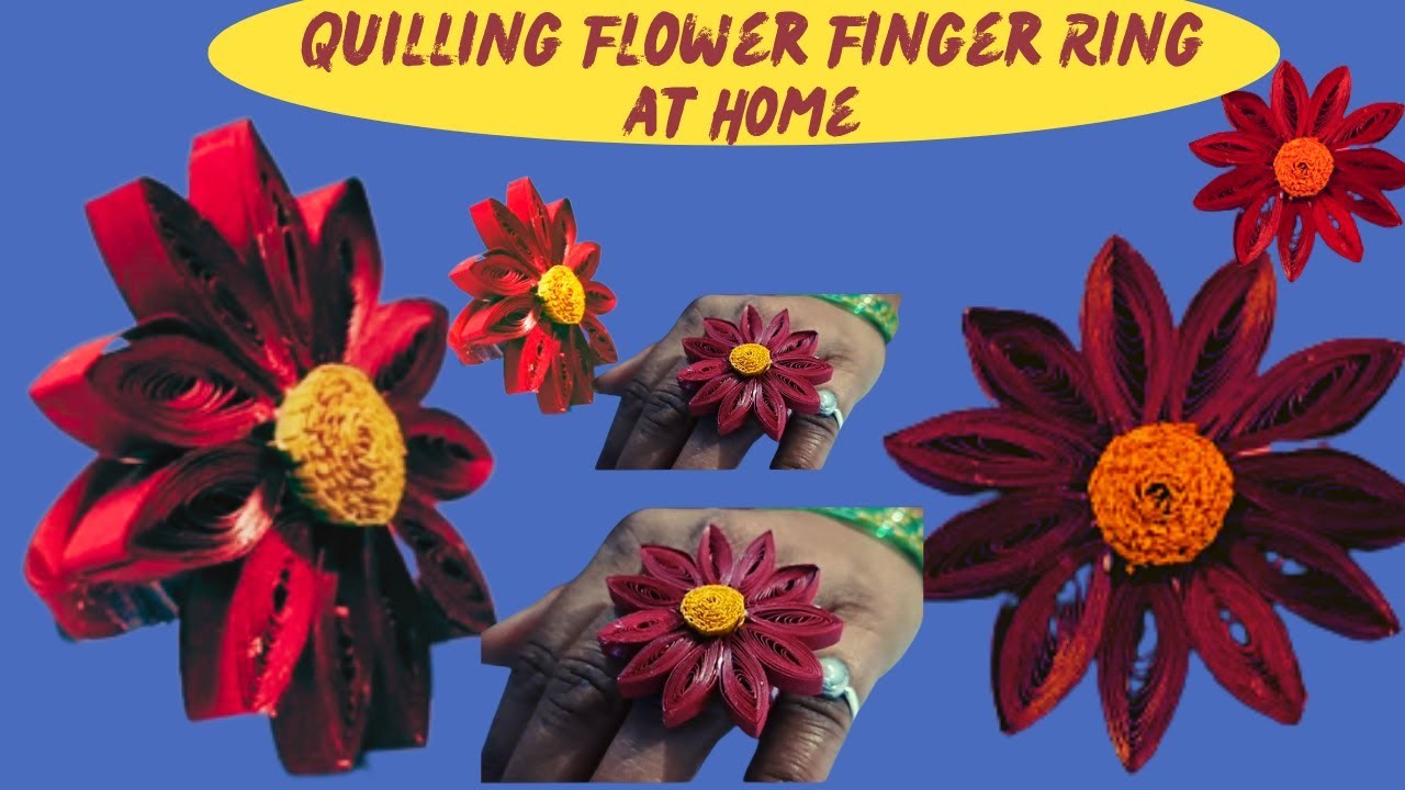 Making Quilling Flower Finger Ring at Home|| Quilled Gerbera Flower|| Quilling Jewlery Rings||