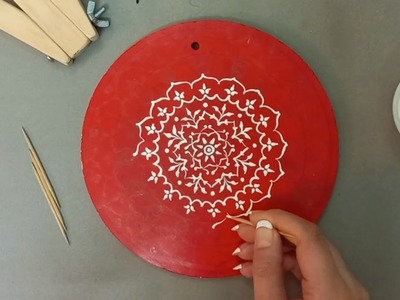 Mandala art| White Cement plates |Concrete decoration ideas |Acrylic painting |DIY