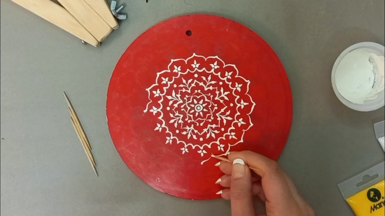 Mandala art| White Cement plates |Concrete decoration ideas |Acrylic painting |DIY