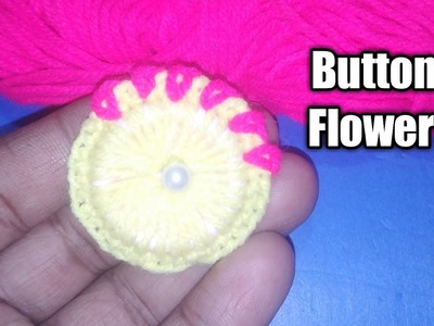 New Super Easy Button  Flower Making Idea With Woolen,Hand Embroidery Button Flower,Diy Button