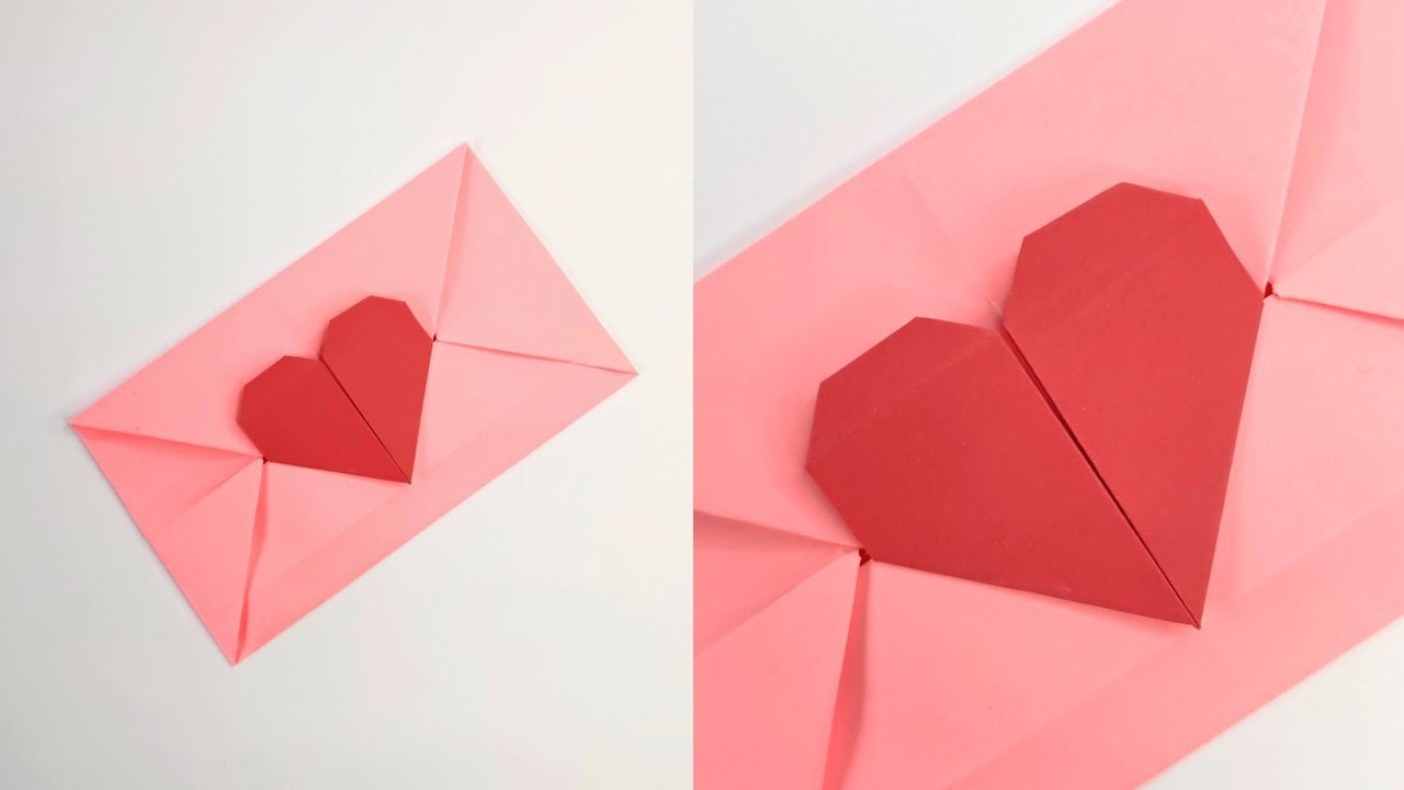 Origami HEART ENVELOPE | How to make paper envelope with heart
