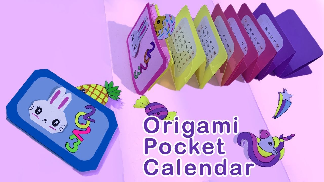 Origami Pocket Calendar. How to Make Origami calendar with stickers