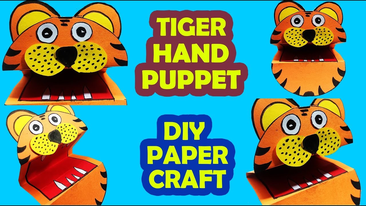 Paper tiger hand puppet । DIY easy crafts। animal puppet