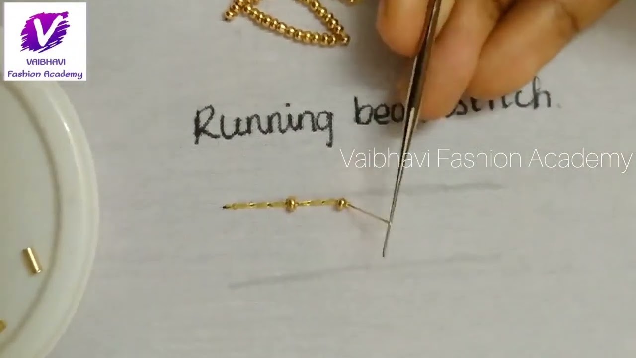 Running bead stitch | Aari embroidery basics | Vaibhavi Fashion Academy